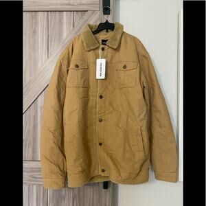 NWT How’on men’s extra large khaki sherpa lined jacket